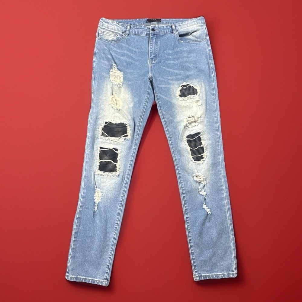 AMIRI Men's Distressed Light Blue Denim Jeans 36x30